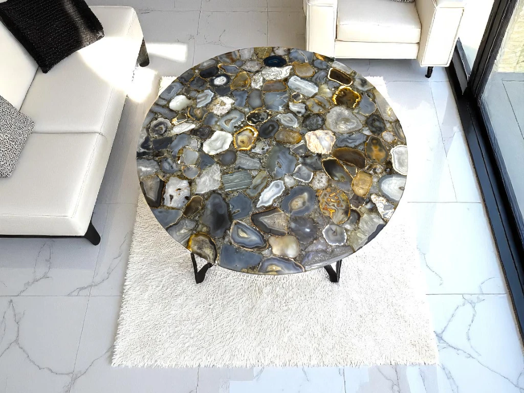 Agate Slice Round Coffee Table Luxury Furniture 